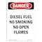 Signmission OSHA Danger, Diesel Fuel No Smoking No Open Flames, 7in X 5in Decal, 5" W, 7" L, Portrait OS-DS-D-57-V-2364 - alternate 1